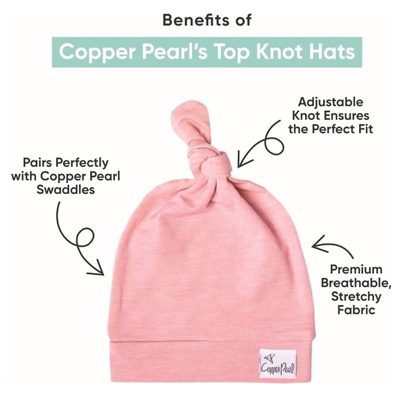 Copper Pearl | Set of 2 Top Knot Infant Hats in Floral Patterns, 0-6 Months - Picture 3 of 4